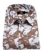Linen Digital Printed White with Brown Colour Shirt for Men