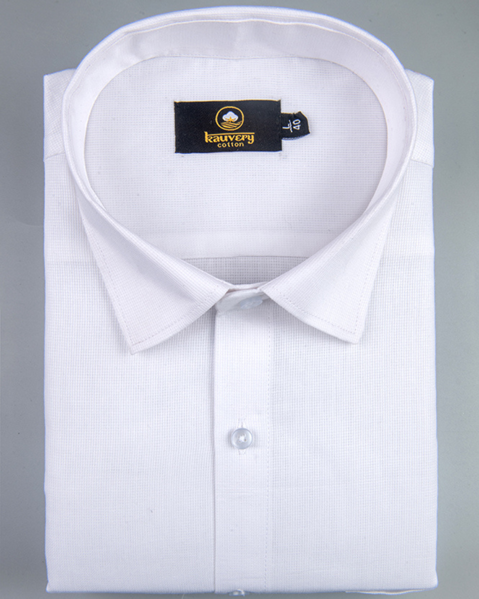 Linen 70% Lea Pure White Texture Men's Shirt