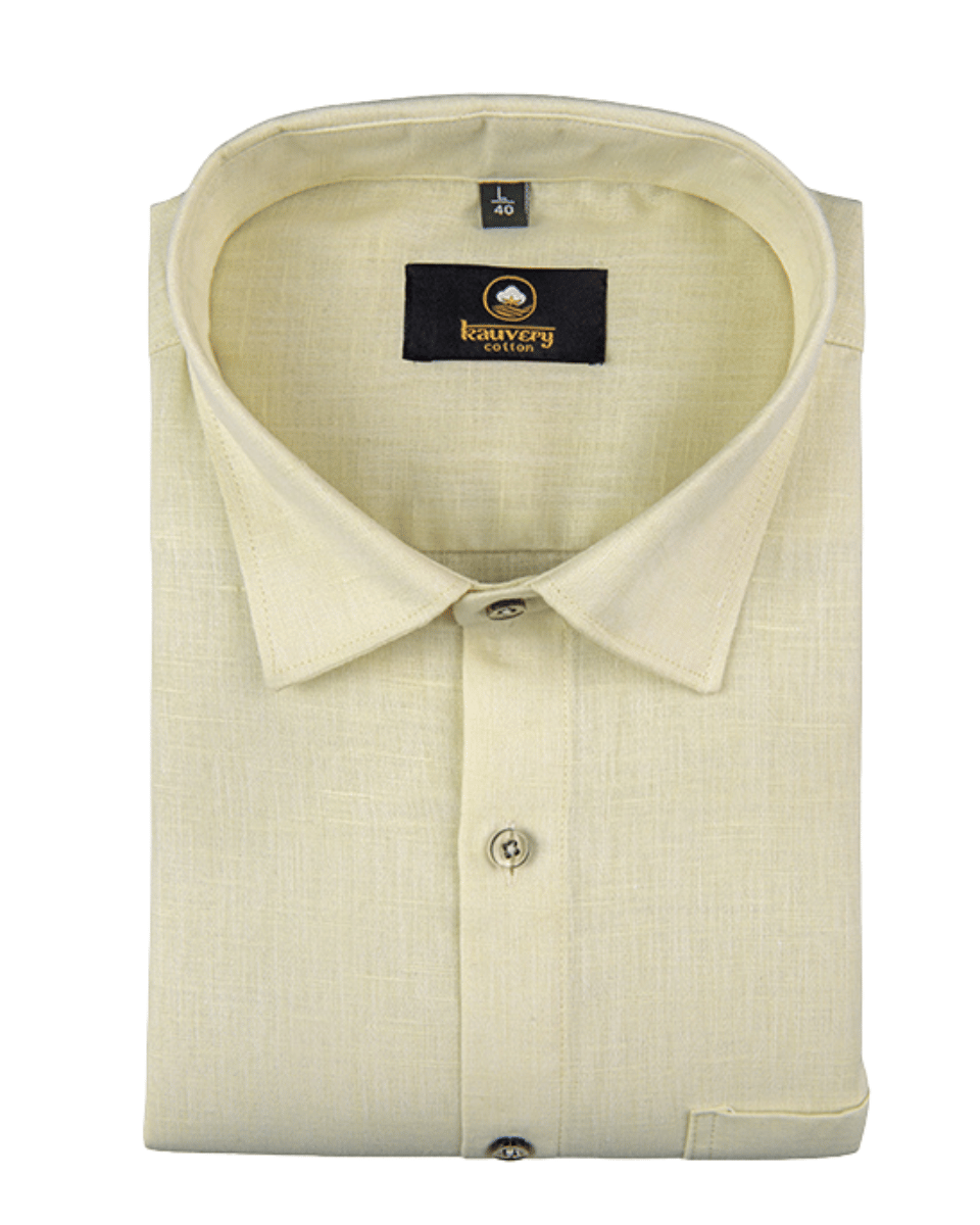 Premium Linen Cotton Butter Lemon Colour Men's Shirt