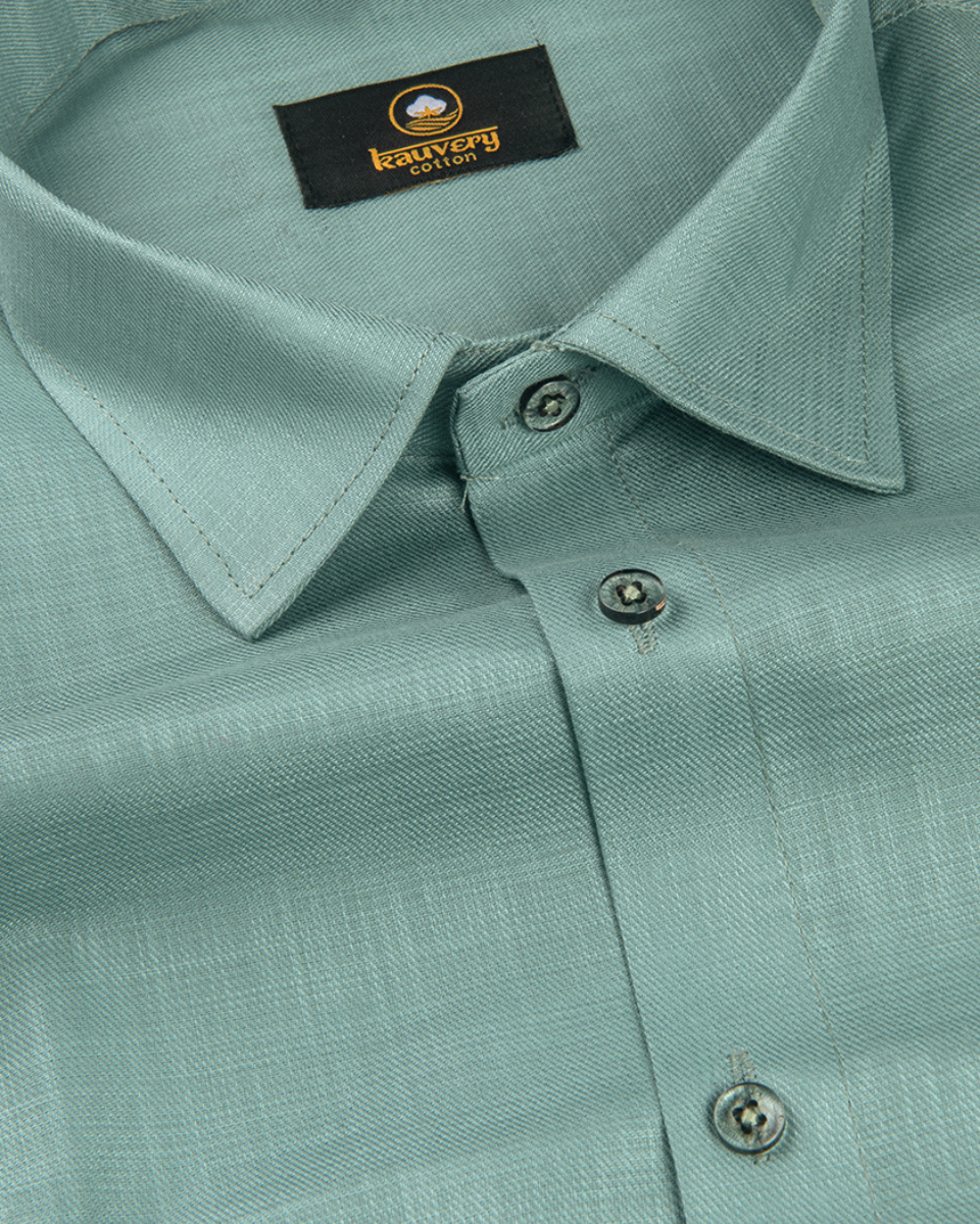 Linen Solid Pista Colour Men's Shirt