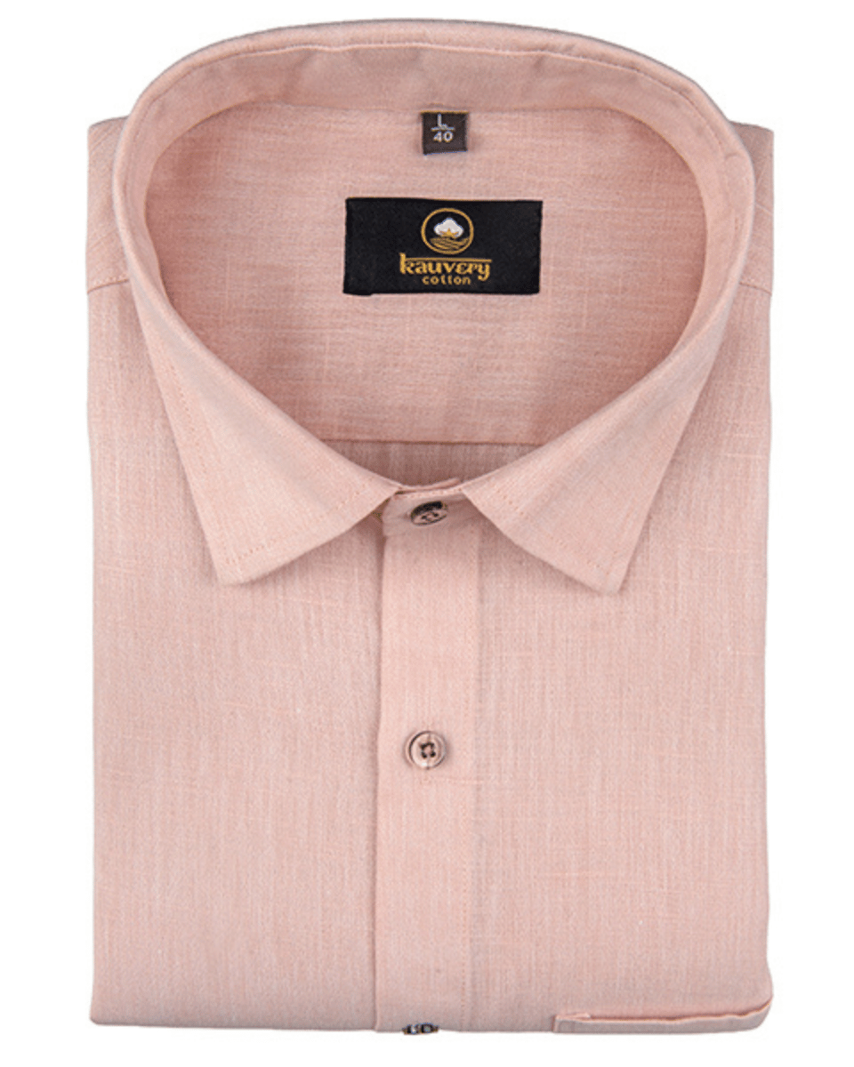 Premium Linen Cotton Light Orange Colour Men's Shirt