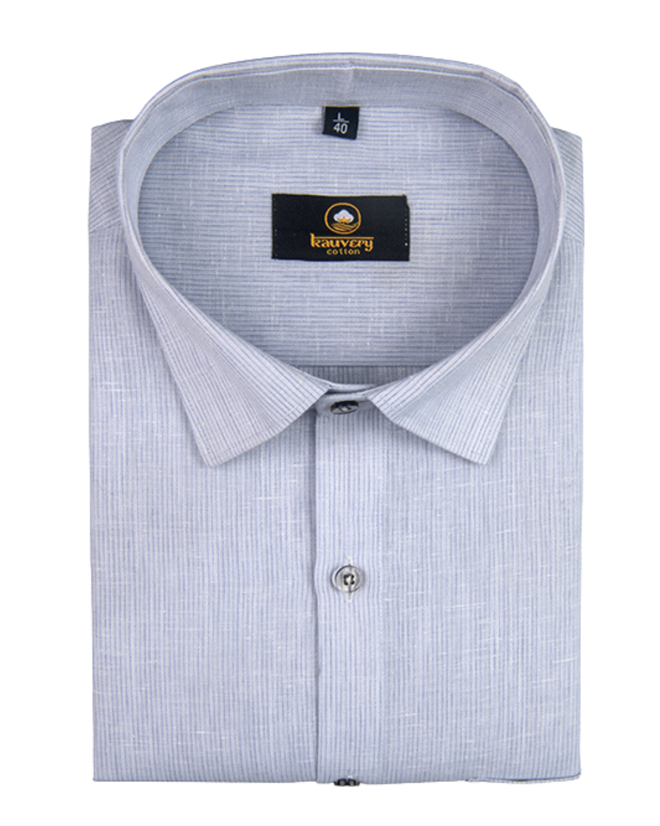 Linen Space Small Lining Light Blue Colour Men’s Shirt
