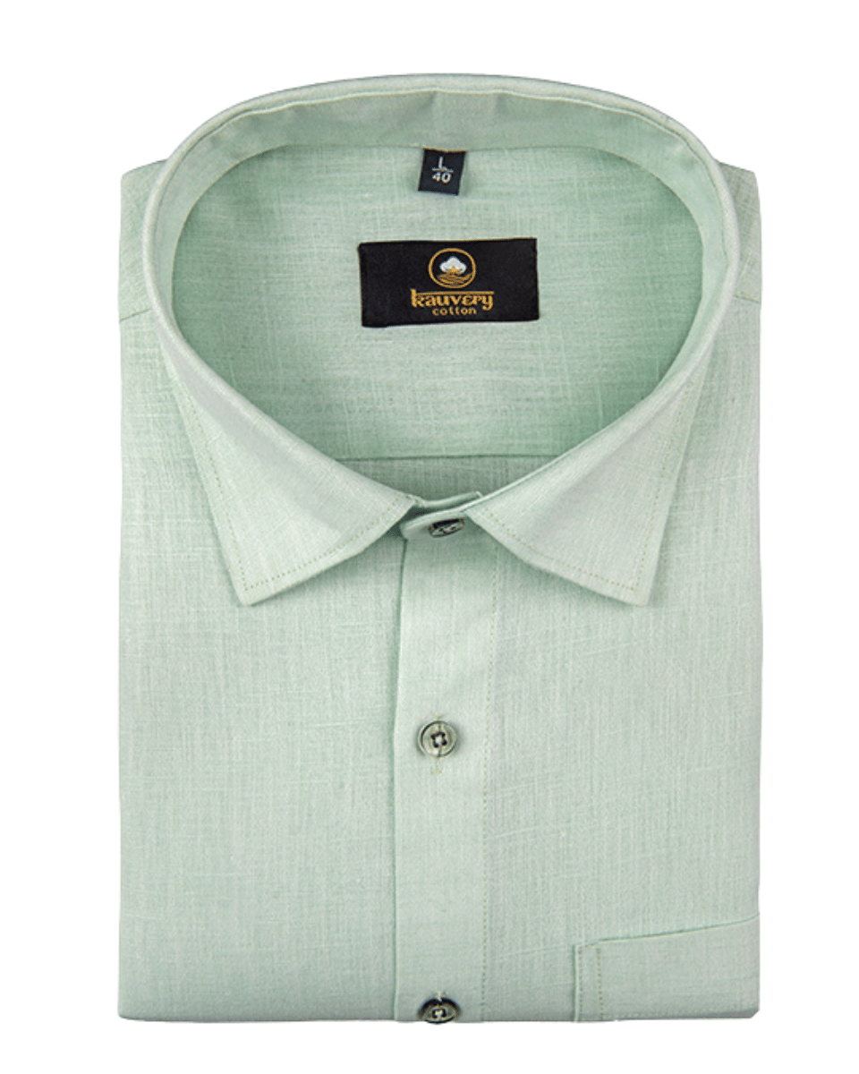 Premium Linen Cotton Light Pista Colour Men's Shirt