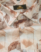 Pure Linen Digital Cream with Rust Floral Men’s Shirt