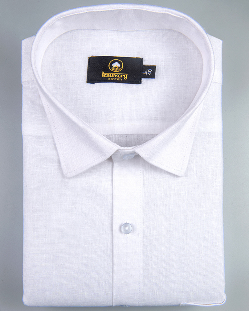 Linen 60% Lea Pure White Men's Shirt