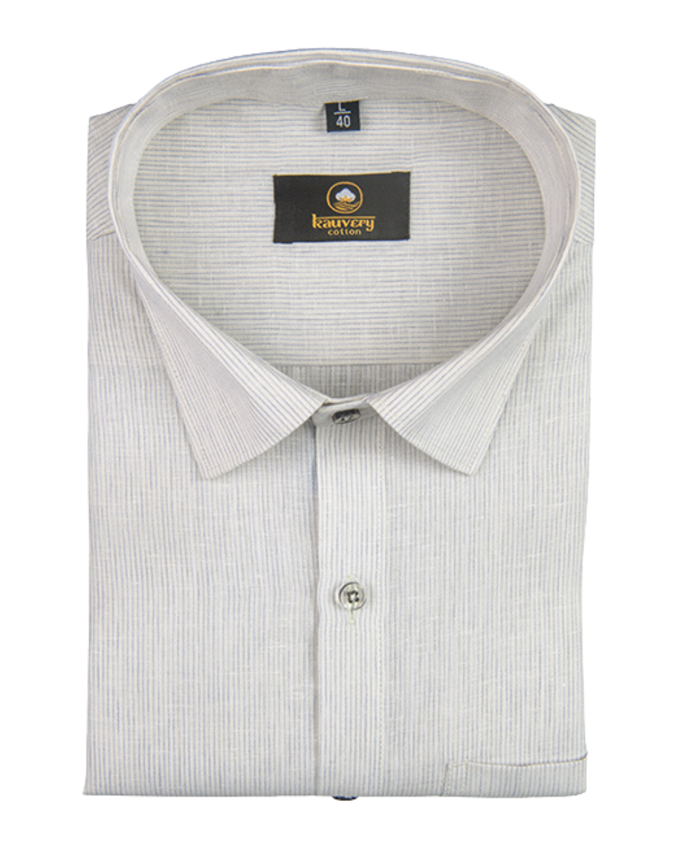Linen Space Small Lining Cream Colour Men’s Shirt