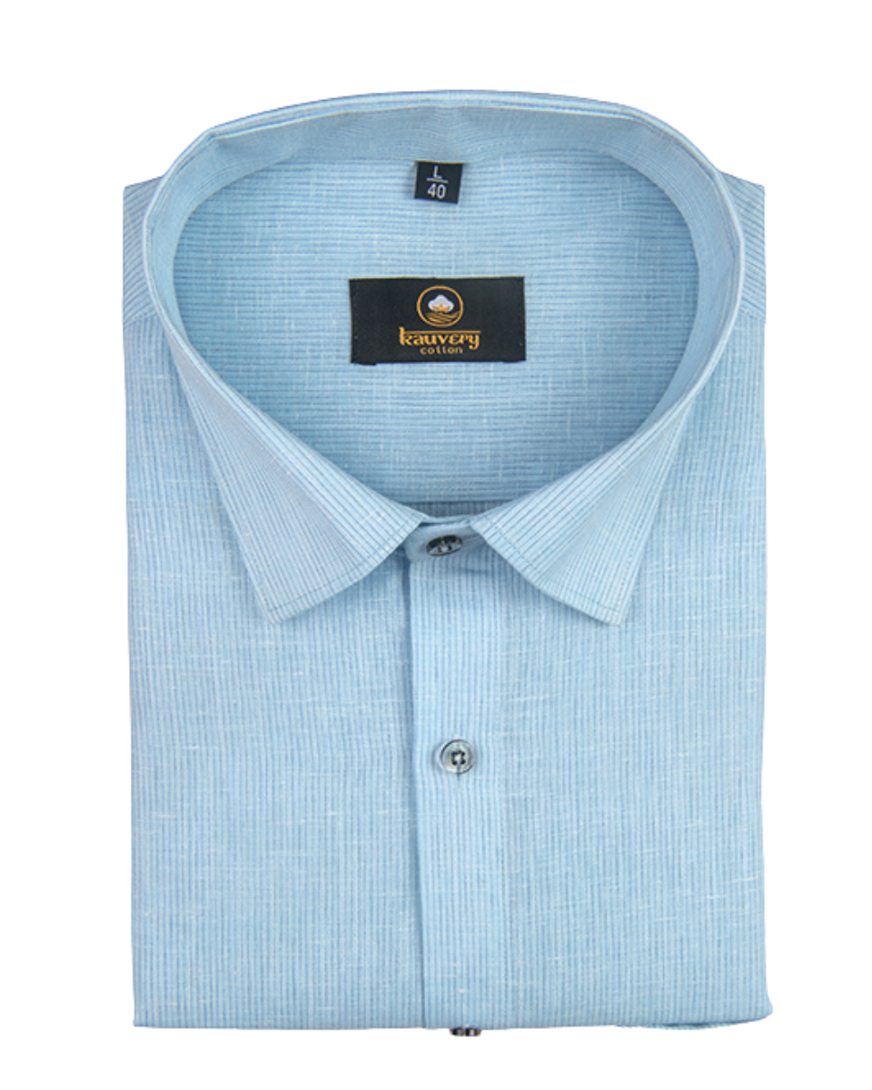 Linen Space Small Lining Ice Blue Colour Men’s Shirt