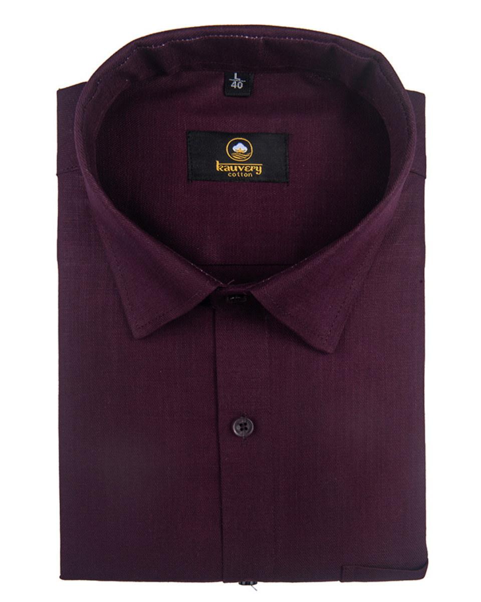 Linen Solid Dark Wine Colour Men's Shirt