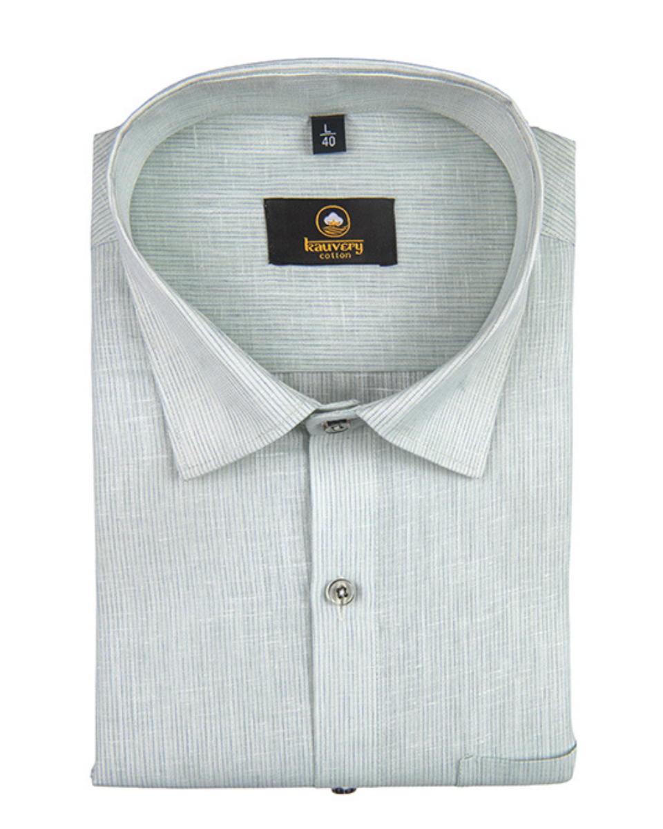 Linen Space Small Lining Light Pista Colour Men’s Shirt