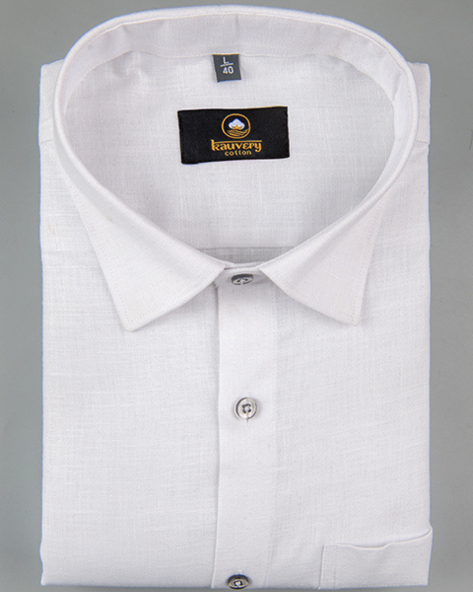 Premium Linen Cotton Pure White Colour Men's Shirt