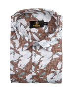 Linen Digital Printed White with Brown Colour Shirt for Men
