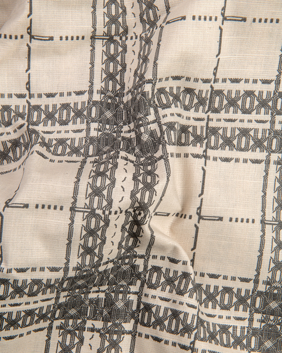 Linen Digital Printed Cream with Grey Colour Shirt for Men