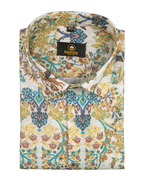 Pure Linen Digital Multicolour Print on Cream Base Men’s Shirt