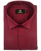 Linen Solid Mehrun Cherry Colour Men's Shirt
