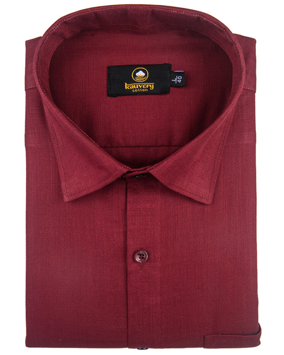 Linen Solid Mehrun Cherry Colour Men's Shirt