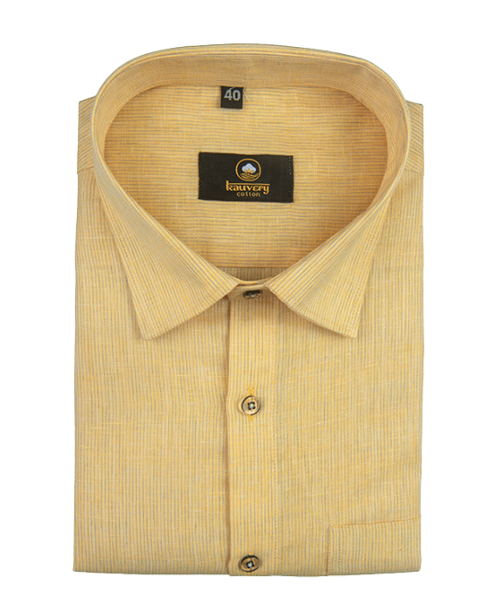 Linen Space Small Lining Mango Colour Men’s Shirt