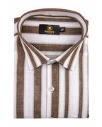 Linen Digital Printed Stiff Lining Brown Colour Shirt for Men