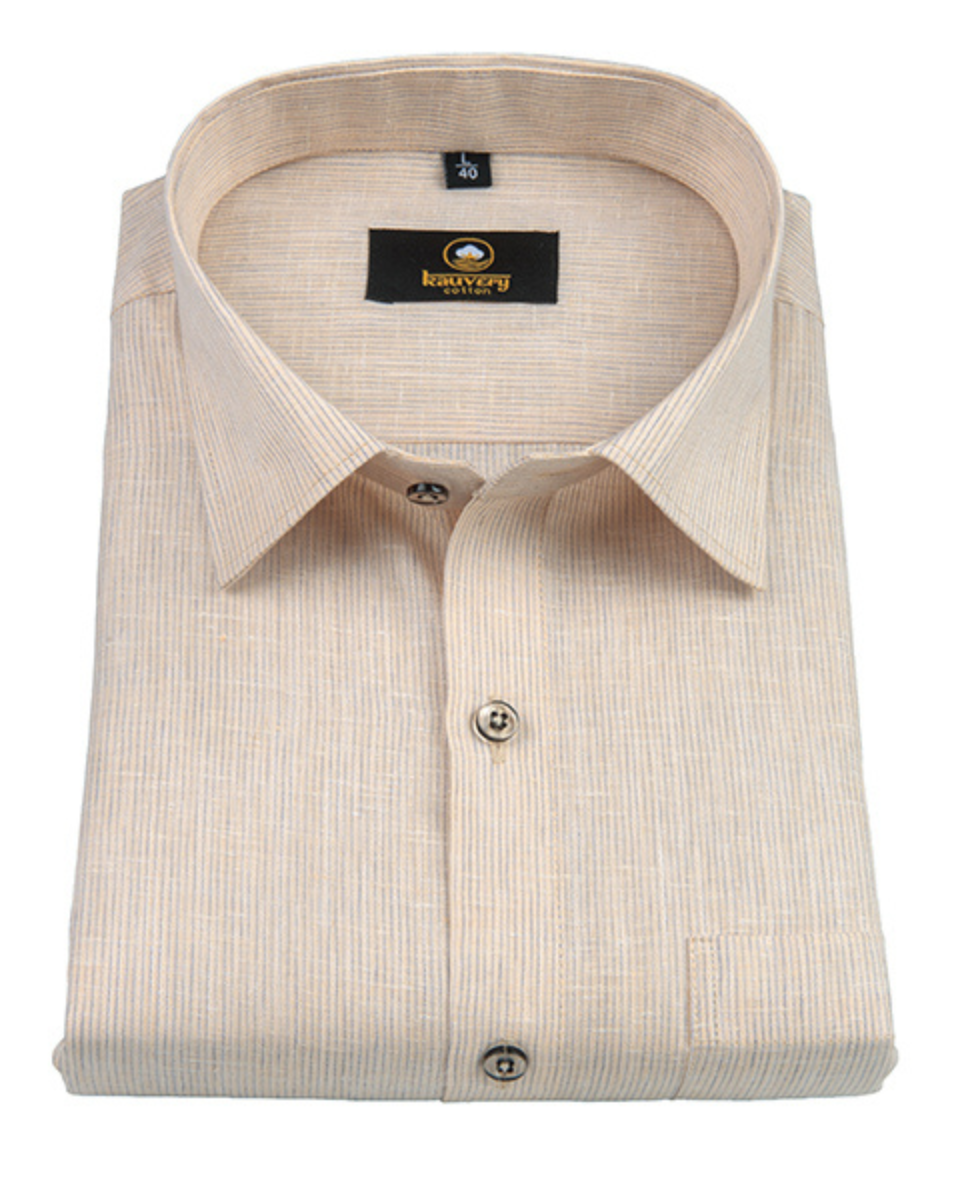 Linen Space Small Lining Peach Colour Men’s Shirt