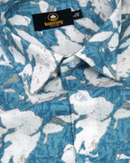 Linen Digital Printed White with Sky Blue Colour Shirt for Men