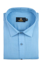 Linen Solid Ice Blue Colour Men's Shirt