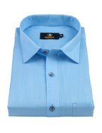 Linen Solid Ice Blue Colour Men's Shirt
