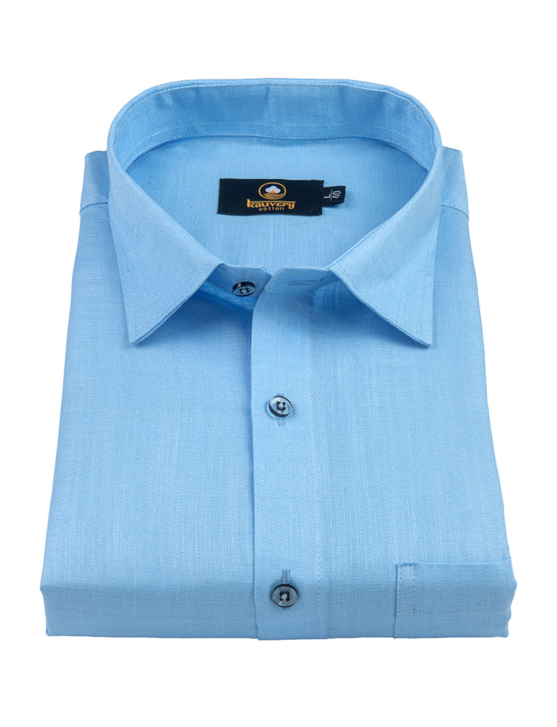 Linen Solid Ice Blue Colour Men's Shirt