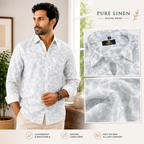 Pure Linen Digital White and Grey Colour Men’s Shirt
