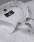 Linen Space Small Lining Cream Colour Men’s Shirt