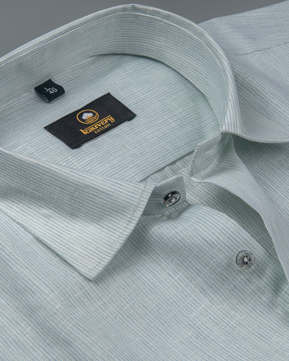 Linen Space Small Lining Light Pista Colour Men’s Shirt