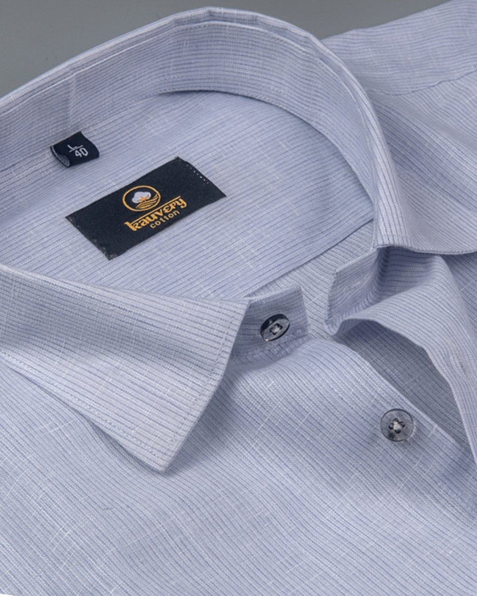Linen Space Small Lining Light Blue Colour Men’s Shirt