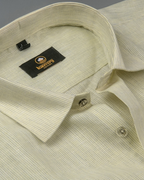Linen Space Small Lining Light Lemon Colour Men’s Shirt