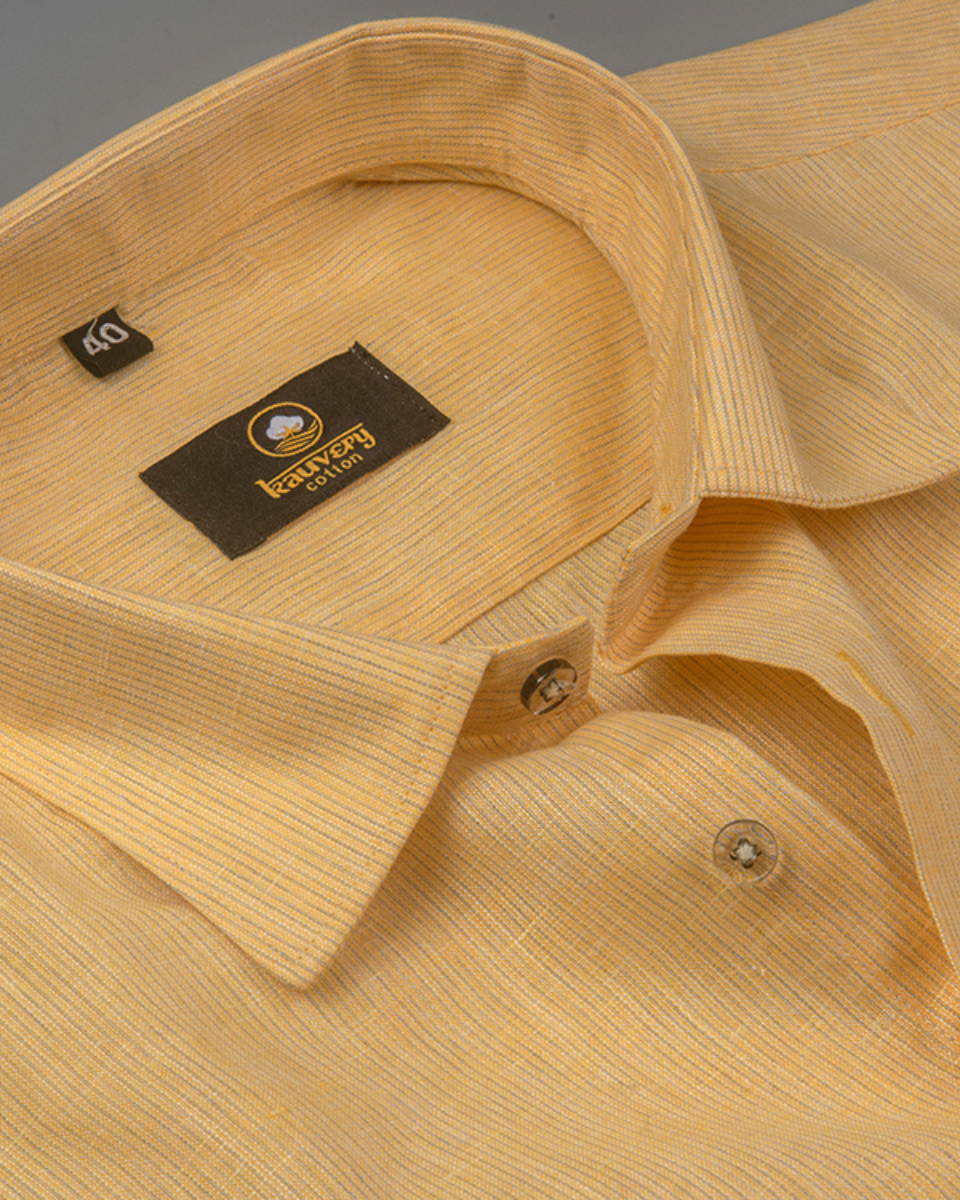 Linen Space Small Lining Mango Colour Men’s Shirt