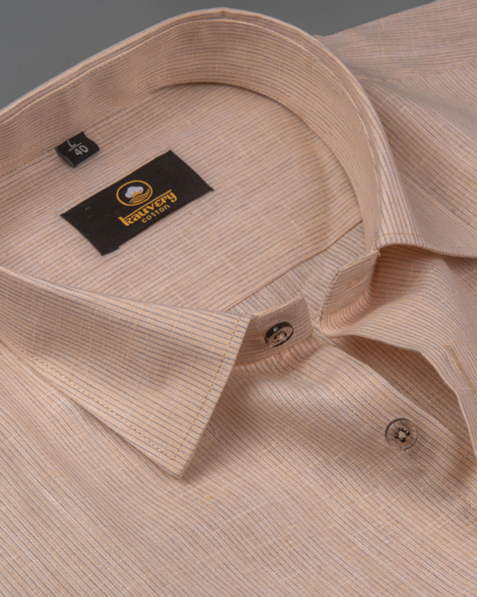 Linen Space Small Lining Peach Colour Men’s Shirt