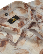 Pure Linen Digital Cream with Rust Floral Men’s Shirt